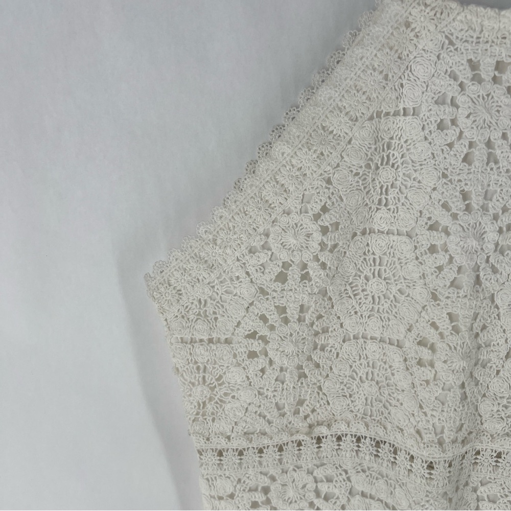 Open Edit White Lace Crochet High Neck Halter A-Line Mini Cocktail Dress Size L - Picture 4 of 14